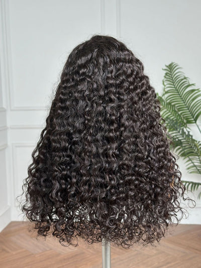 Glueless Water Wave Human Hair Lace Closure Wig