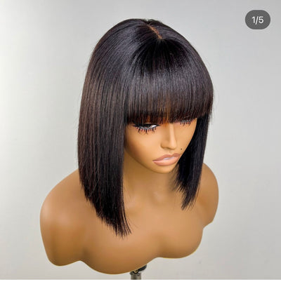 Beginner Friendly Human Hair Short Bang Wig