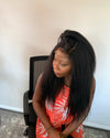 Glueless kinky straight human hair lace closure wig with 4C edges