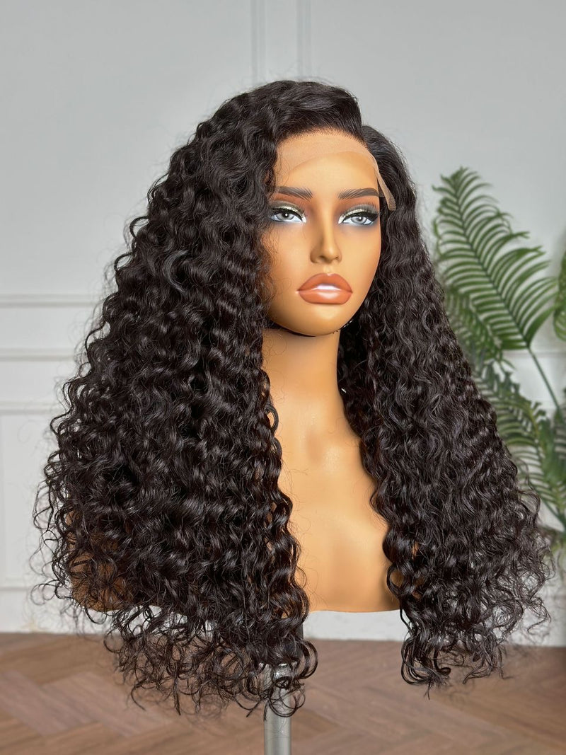 Glueless Water Wave Human Hair Lace Closure Wig