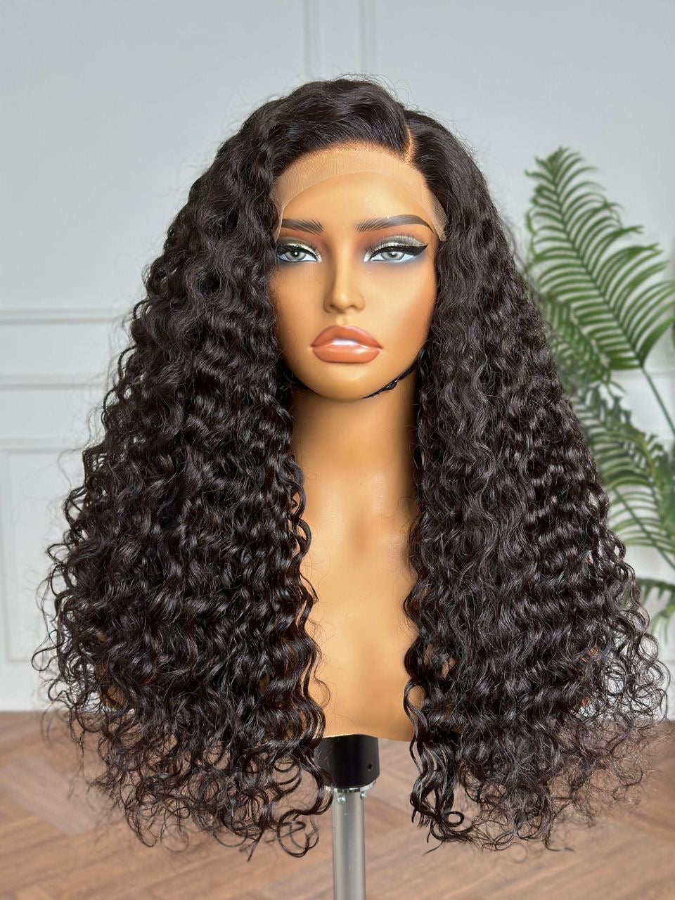 Glueless Water Wave Human Hair Lace Closure Wig