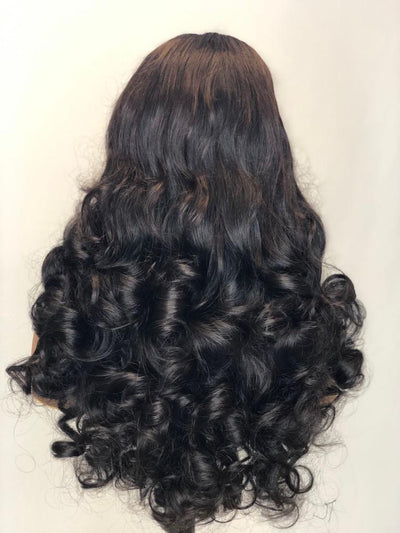 Tariluxe Glueless Side Part Bouncy Curls Human Hair Lace Closure Wig