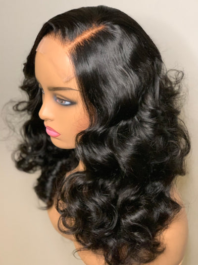 Tariluxe Glueless Side Part Bouncy Curls Human Hair Lace Closure Wig