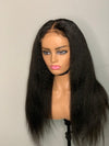 Glueless kinky straight human hair lace closure wig with 4C edges