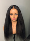 Glueless kinky straight human hair lace closure wig with 4C edges