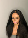 Glueless kinky straight human hair lace closure wig with 4C edges