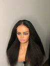 Glueless kinky straight human hair lace closure wig with 4C edges