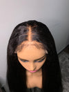 Glueless kinky straight human hair lace closure wig with 4C edges