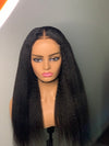 Glueless kinky straight human hair lace closure wig with 4C edges