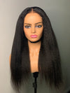 Glueless kinky straight human hair lace closure wig with 4C edges