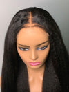 Glueless kinky straight human hair lace closure wig with 4C edges