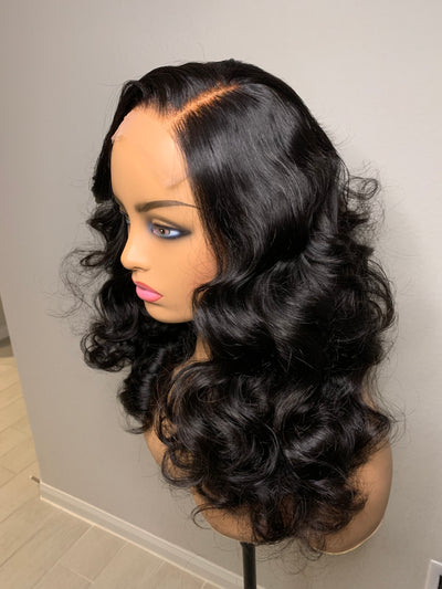 Tariluxe Glueless Side Part Bouncy Curls Human Hair Lace Closure Wig